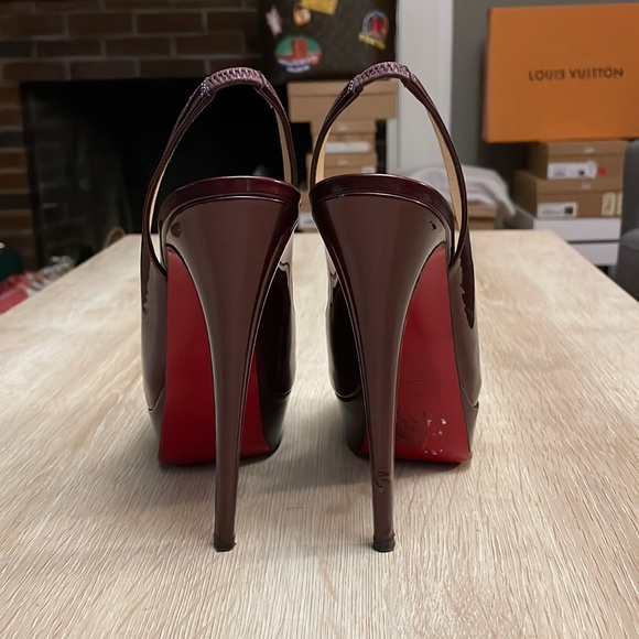 Louboutin Lady Peep Sling 150MM Amethyst Metal Patent - 39.5 - Picture 4 of 10